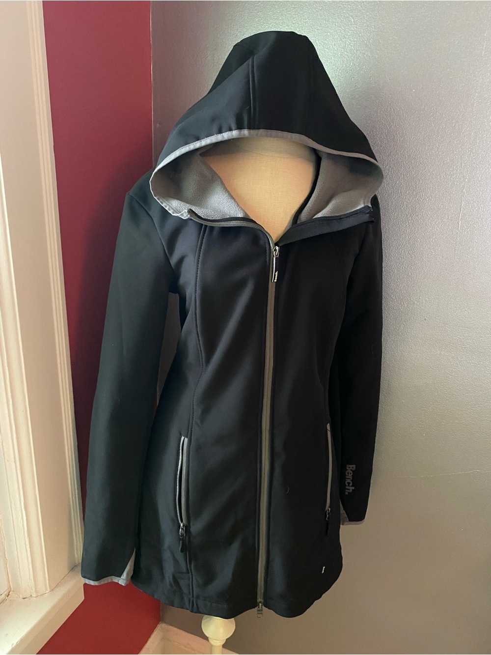 Bench Long Black Hooded Utility Softshell Jacket